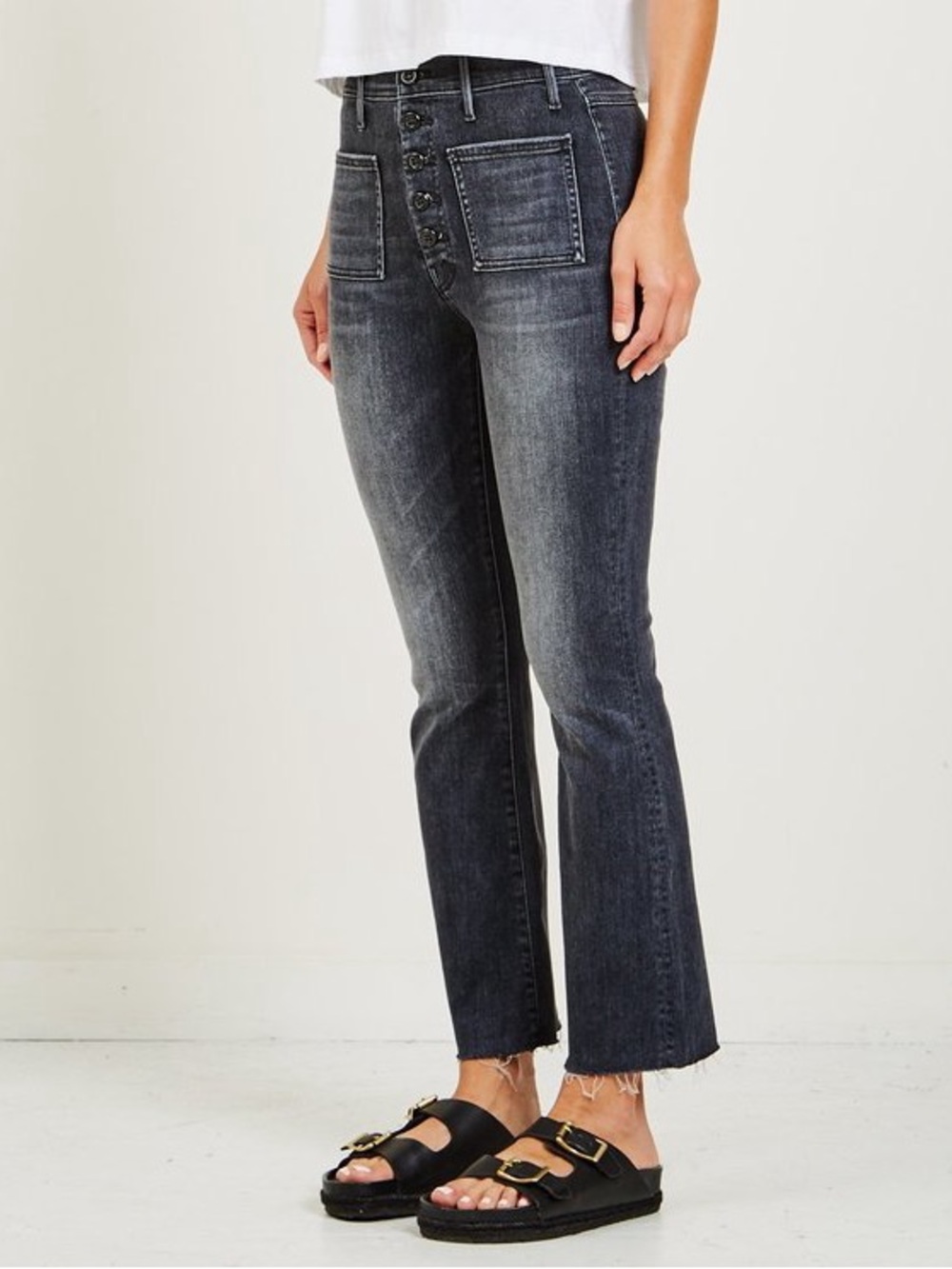 MOTHER Jeans Patch Pocket Hustler Ankle Fray Leave The Light On Size 30